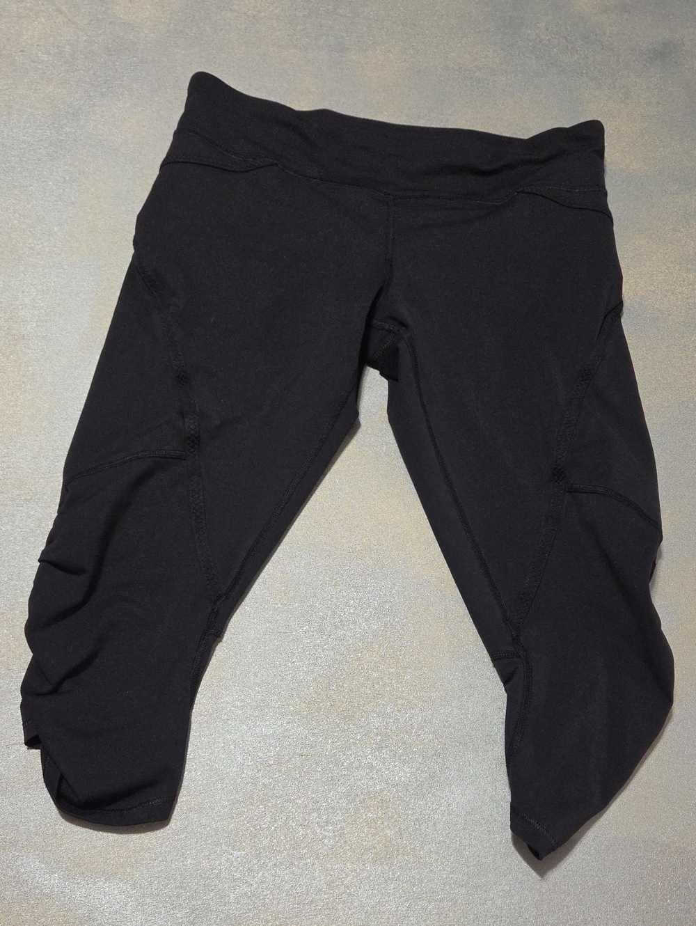 lululemon athletica Black Capris with Ruched Hem Run Crop